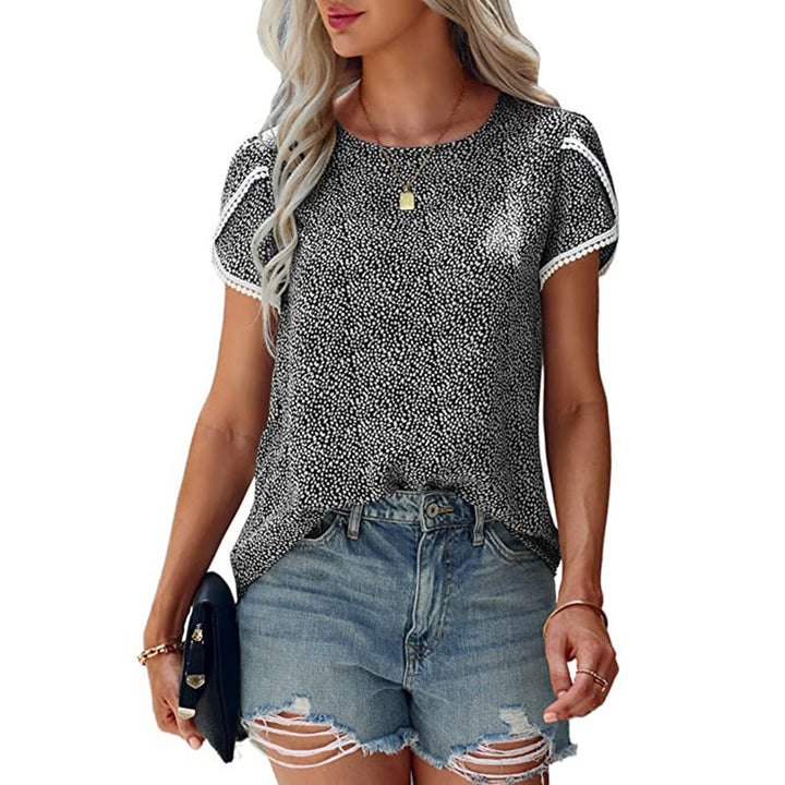 Causal Tulip Laced Short Sleeves Blouse