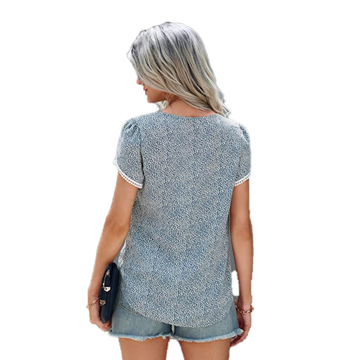 Causal Tulip Laced Short Sleeves Blouse