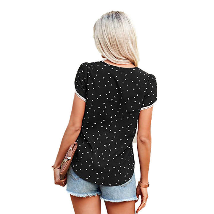 Causal Tulip Laced Short Sleeves Blouse