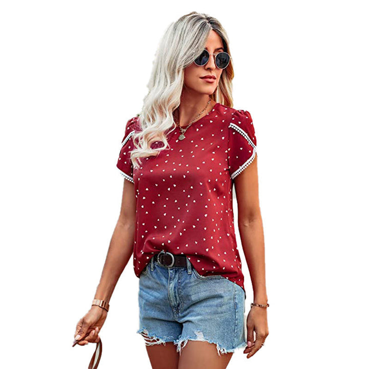 Causal Tulip Laced Short Sleeves Blouse