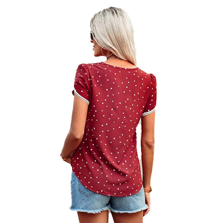 Causal Tulip Laced Short Sleeves Blouse