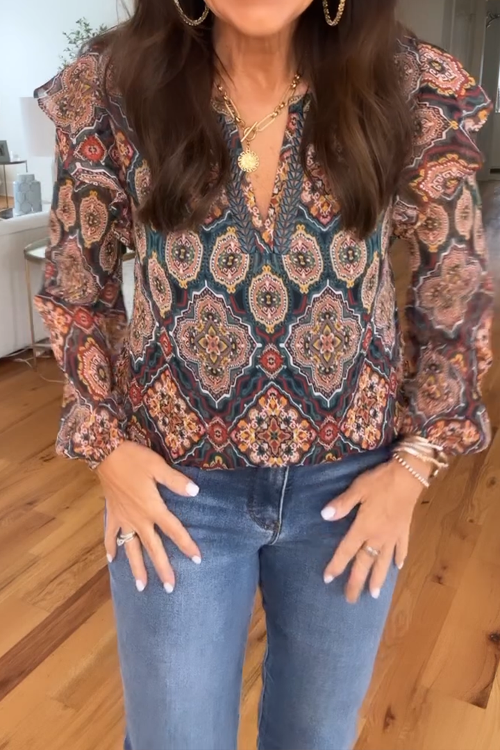 Mira Boho™ Women's casual shirt with ethnic print
