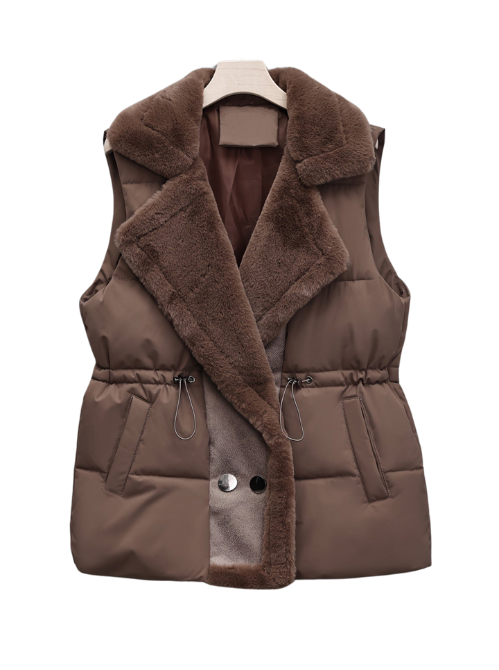 Chiara - Modieuze snap front teddy dames bodywarmer