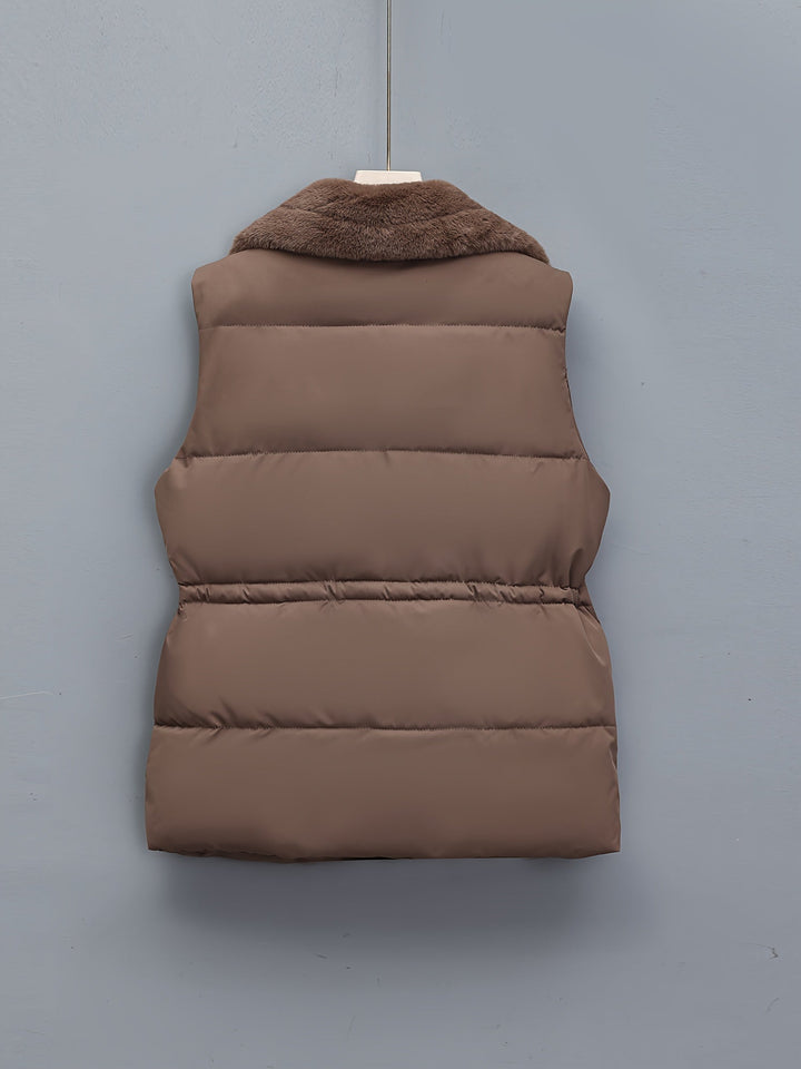 Chiara - Modieuze snap front teddy dames bodywarmer