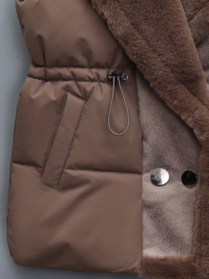 Chiara - Modieuze snap front teddy dames bodywarmer