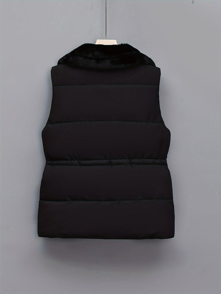 Chiara - Modieuze snap front teddy dames bodywarmer