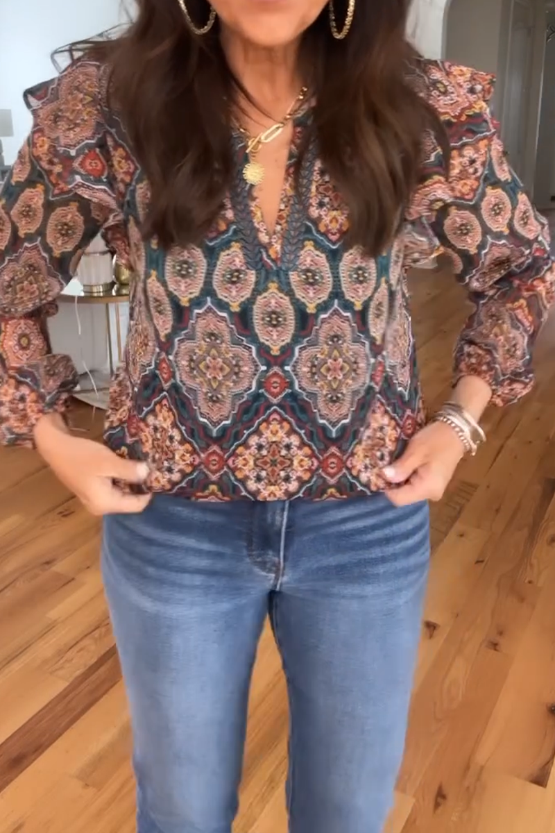 Mira Boho™ Women's casual shirt with ethnic print